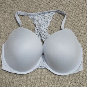Elegant Gray Lace Racerback Bra